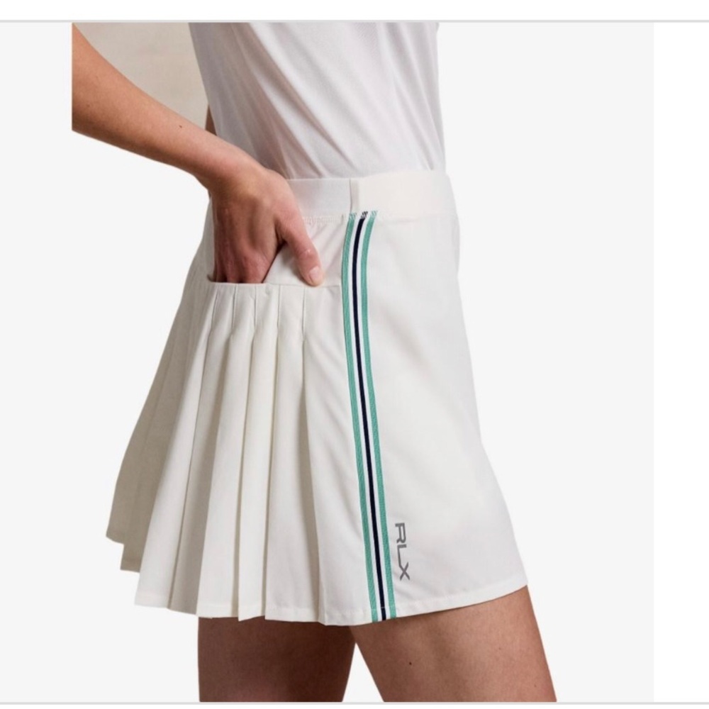 RLX Performance White striped Back-Pleated 15" Skort size XL brand new